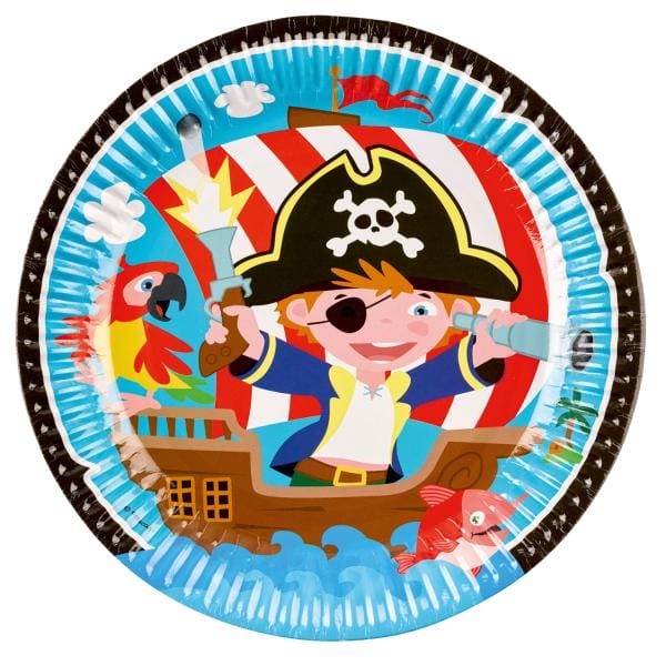 8 Pratos Papel Piratas 23 cm