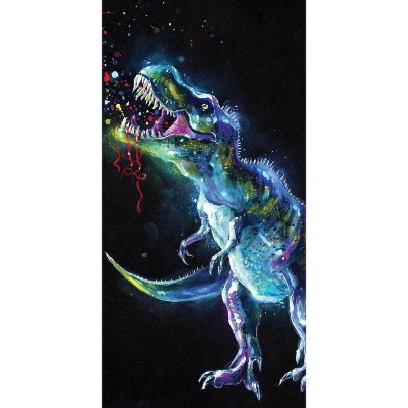 Toalha Praia Dinossauro T-Rex Néon 70 x 140 cm