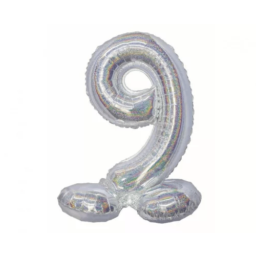 Balão Nº 9 Holográfico com Base 72 cm