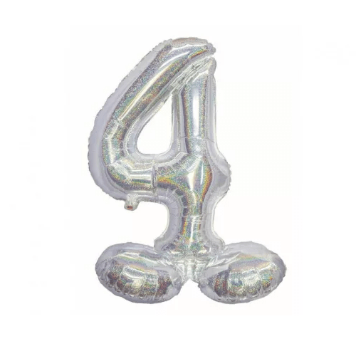 Balão Nº 4 Holográfico com Base 72 cm