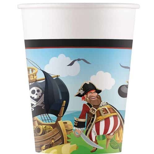 8 Copos de Papel Festa Piratas 200 ml