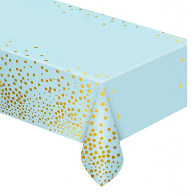 Toalha de Mesa Azul Bolinhas Dourado