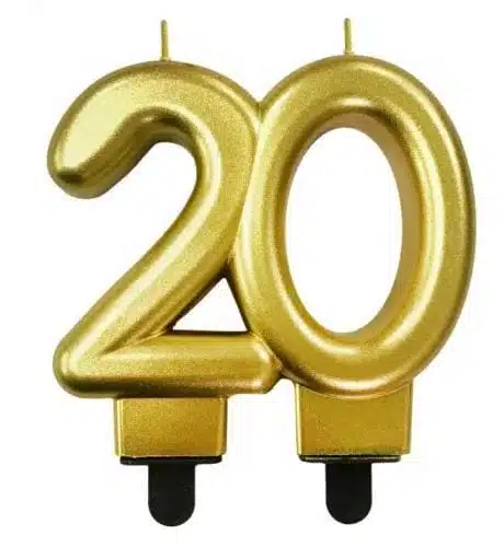 Vela nº 20 Dourado 8 cm