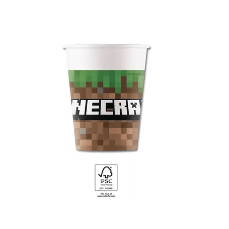 8 Copos Papel Jogo Minecraft 200 ml