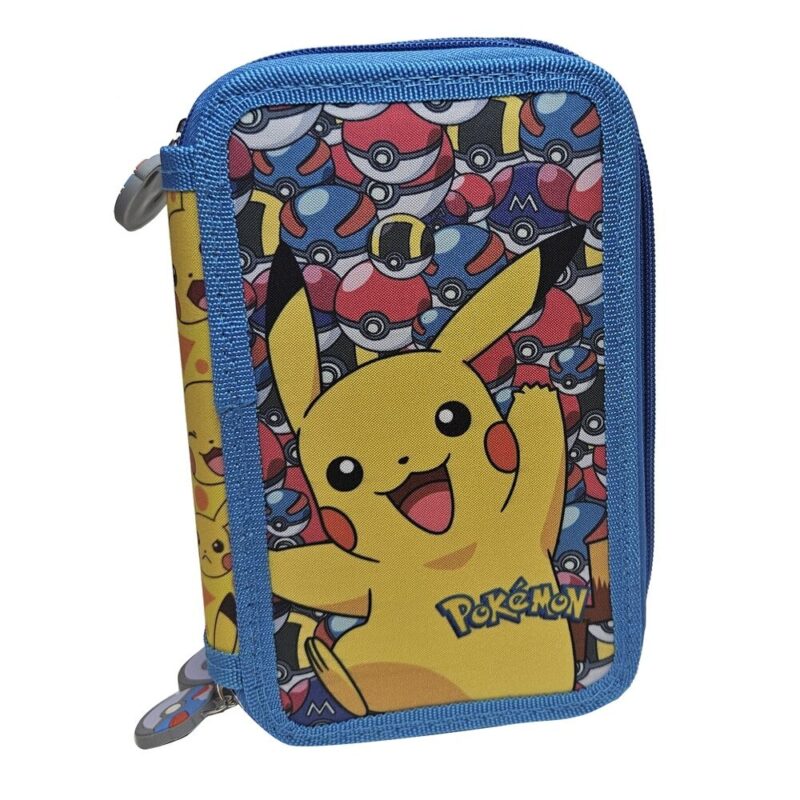 Estojo Escolar Triplo Pokémon com Material