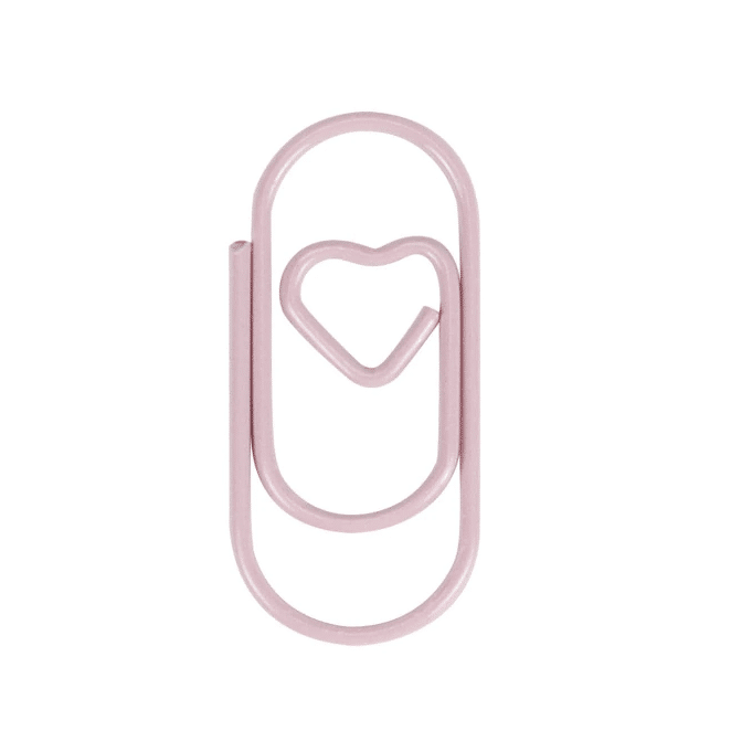 20 Mini Clips Coração Rosa