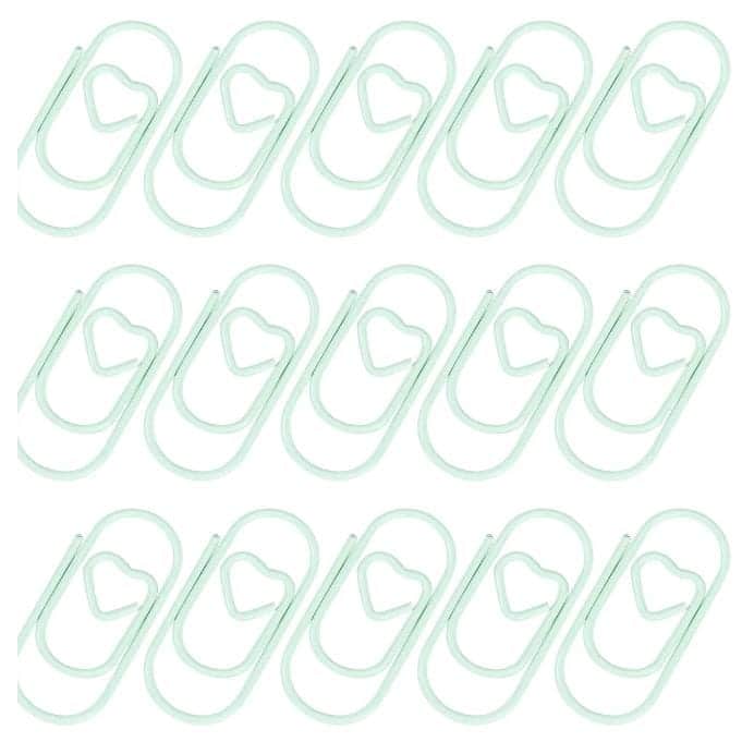 20 Mini Clips Coração Verde