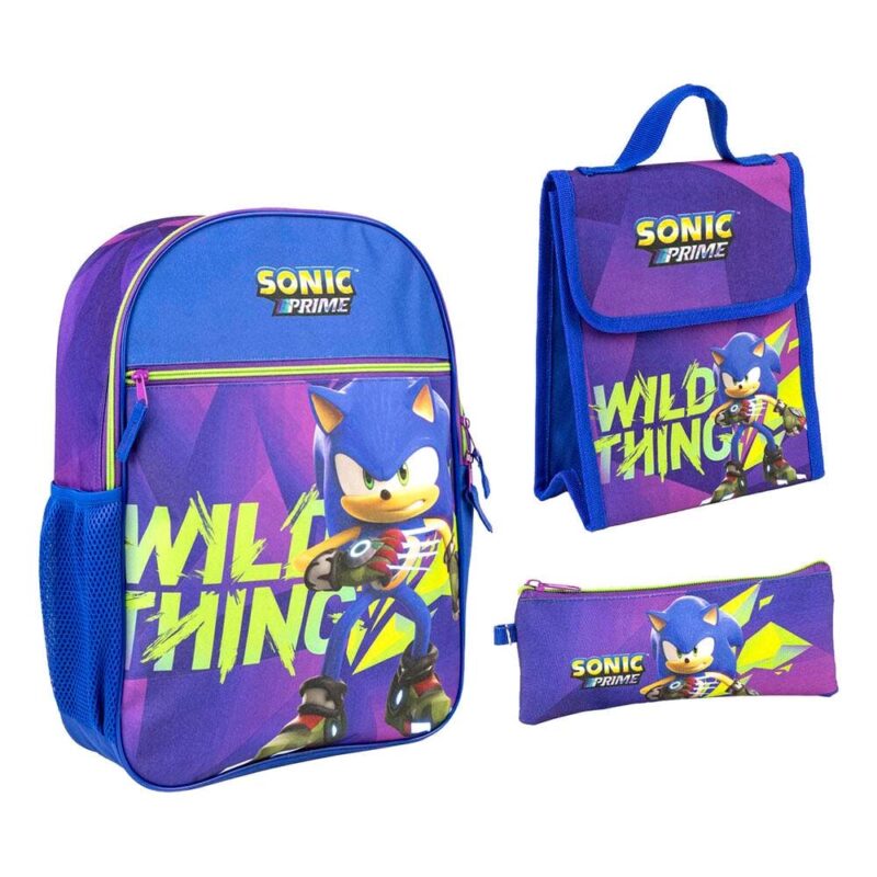 Conjunto Pré Escolar Mochila + Lancheira + Estojo Sonic