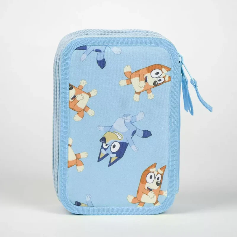 Estojo Escolar Triplo com Material Bluey e Bingo