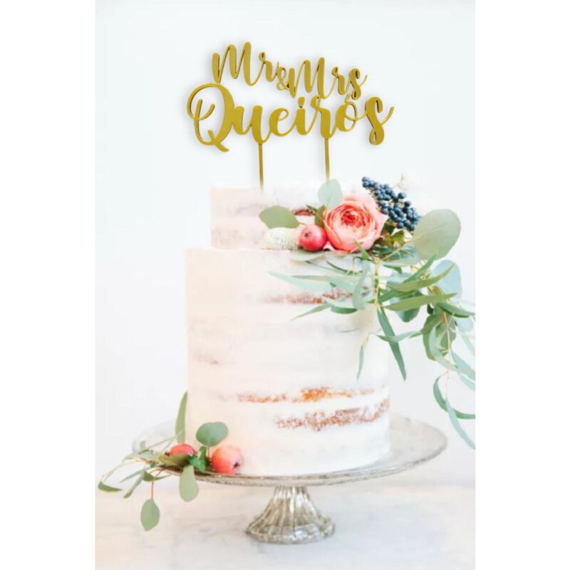 Topo Bolo Casamento Personalizado Mr. Mrs.