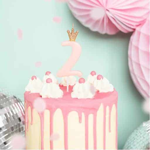 Vela nº 2 Rosa Coroa Glitter