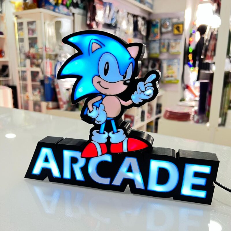 Candeeiro LED 3D Personalizado Sonic