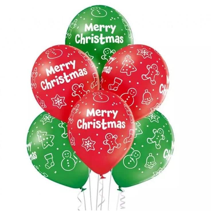 6 Balões Latex Merry Christmas 30 cm
