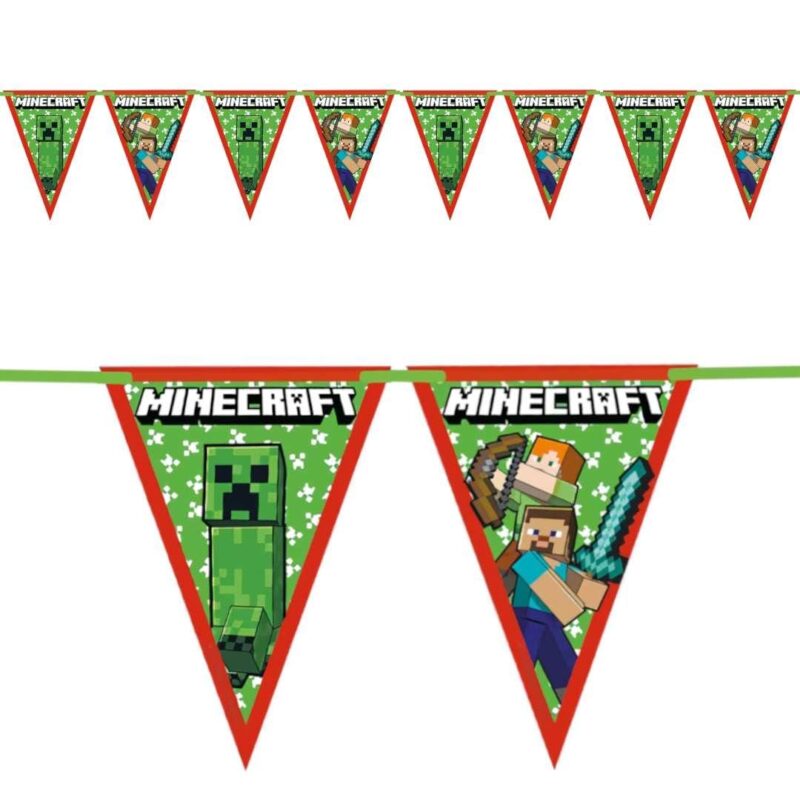 Bandeiras Papel Festa Minecraft 230 cm