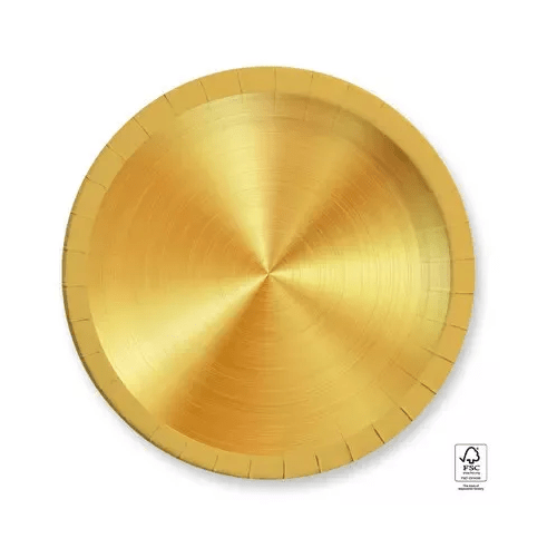 8 Pratos Papel Efeito Dourado 23 cm