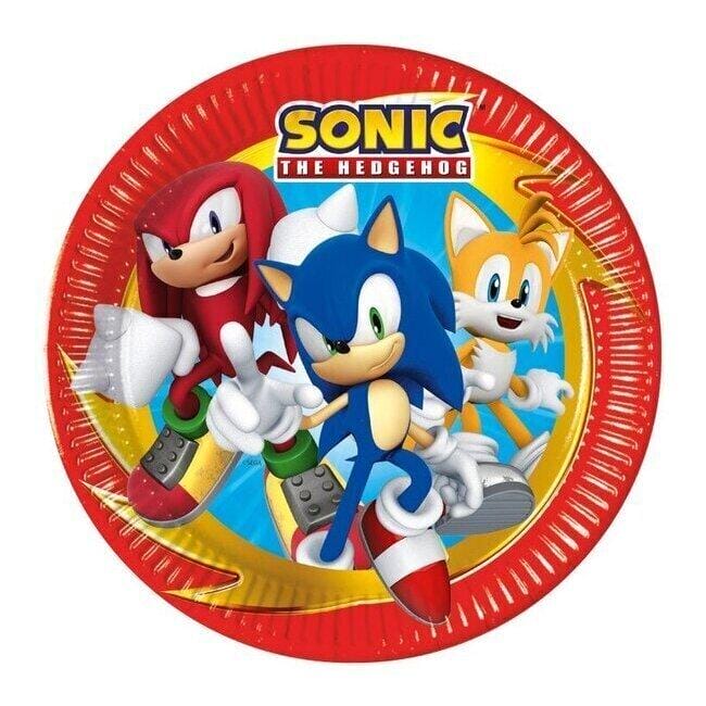 8 Pratos de Papel Sonic 23 cm