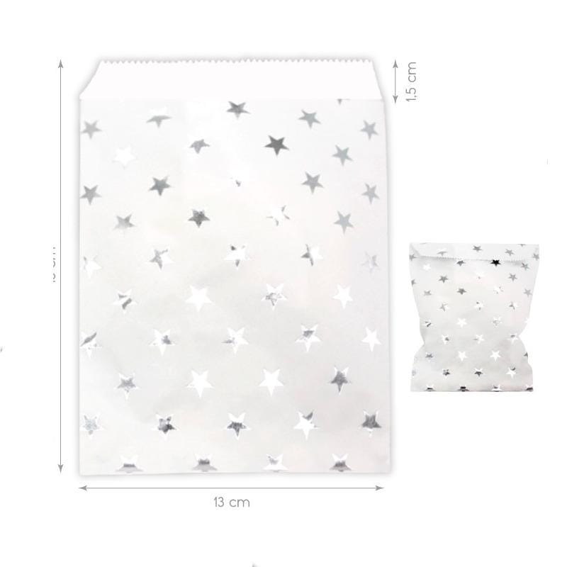 6 Sacos de Oferta Papel Estrelas Prata