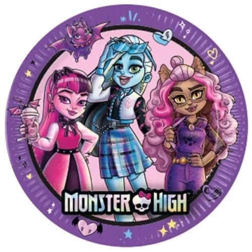 8 Pratos das Monster High 23 cm