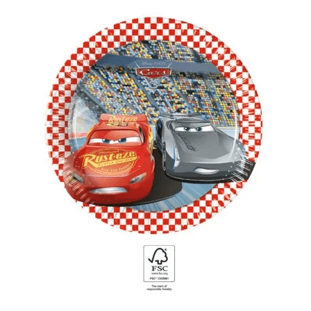 8 Pratos Papel Cars 20 cm