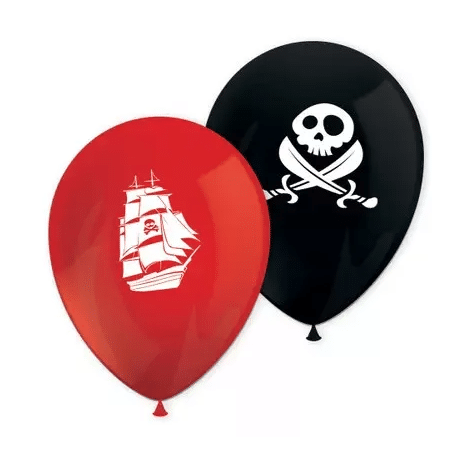 8 Balões Latex Festa Piratas 28 cm