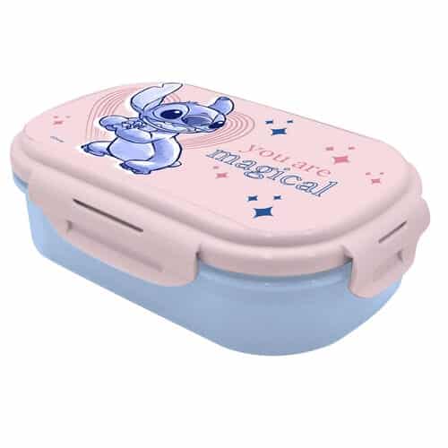 Lancheira 2 Compartimentos e Talher Stitch Disney