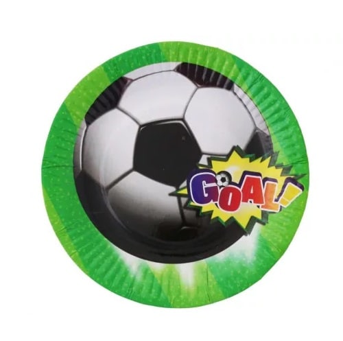 6 Pratos Papel Bola de Futebol 17 cm