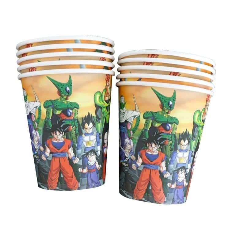 Copos Dragon Ball em Papel 250 ml - Conjunto de 8