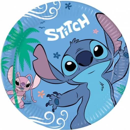 8 Pratos do Stitch em Papel com 23 cm