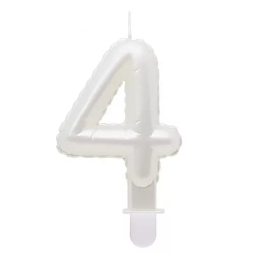 Vela Aniversário Nº 4 Branco Pérola 7 cm