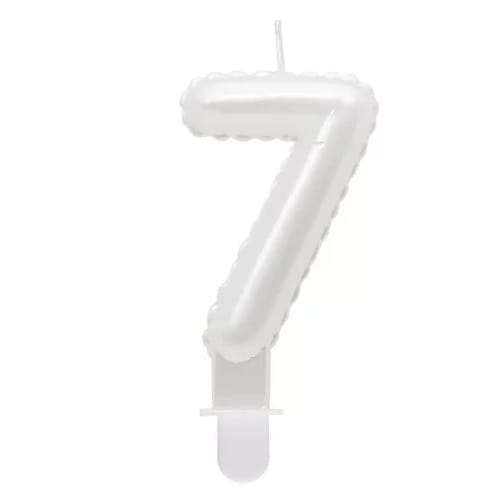 Vela Aniversário Nº 7 Branco Pérola 7 cm