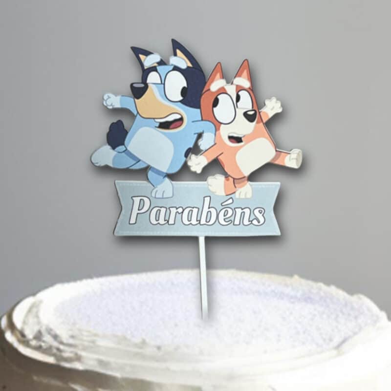 Topo de Bolo Bluey e Bingo Personalizado em Papel