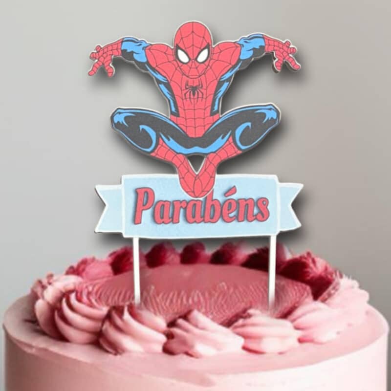 Topo de Bolo Homem Aranha Personalizado em Papel