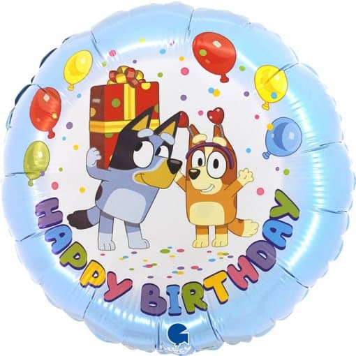 Balão Bluey e Bingo Happy Birthday 46 cm