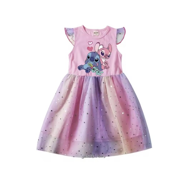 Vestido Stitch Tule de Criança 6 a 7 Anos