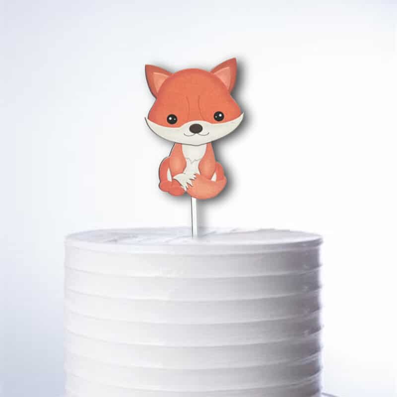 Topo de Bolo Raposa Personalizado de Papel