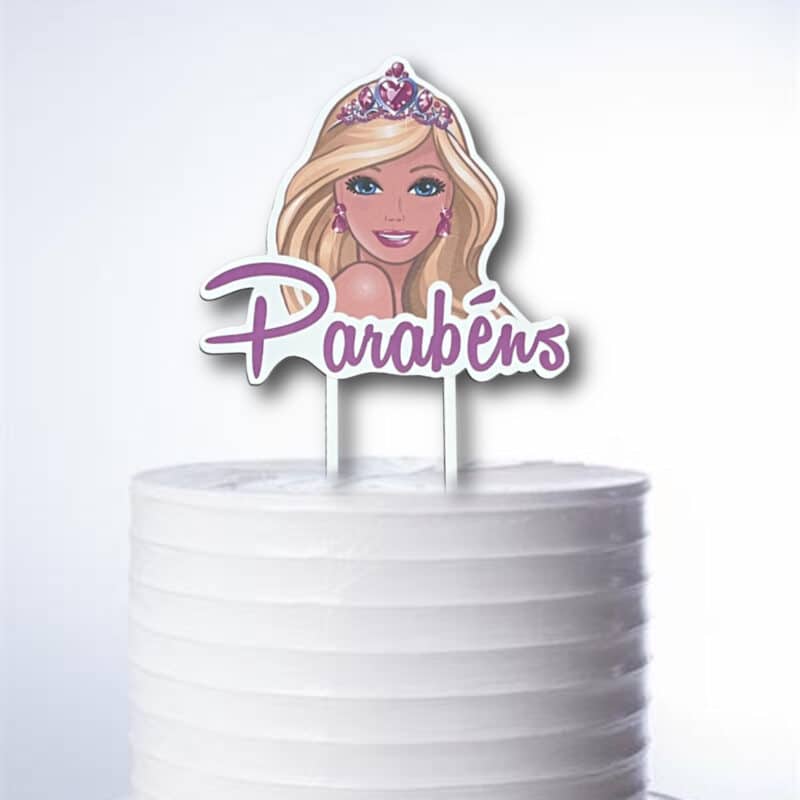 Topo de Bolo Barbie Personalizado de Papel