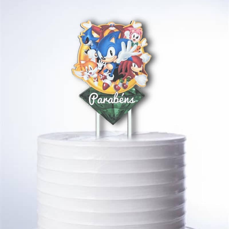 Topo de Bolo Sonic Personalizado de Papel