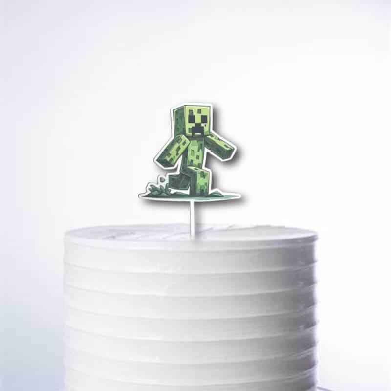 Topo de Bolo Creeper Minecraft Personalizado de Papel