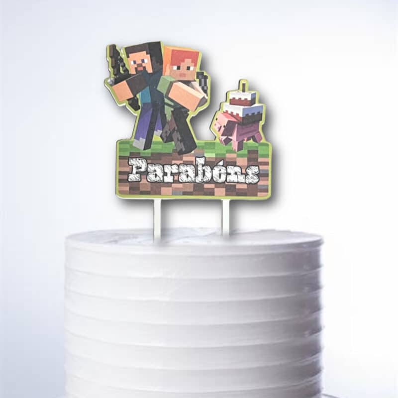 Topo de Bolo Minecraft Personalizado de Papel