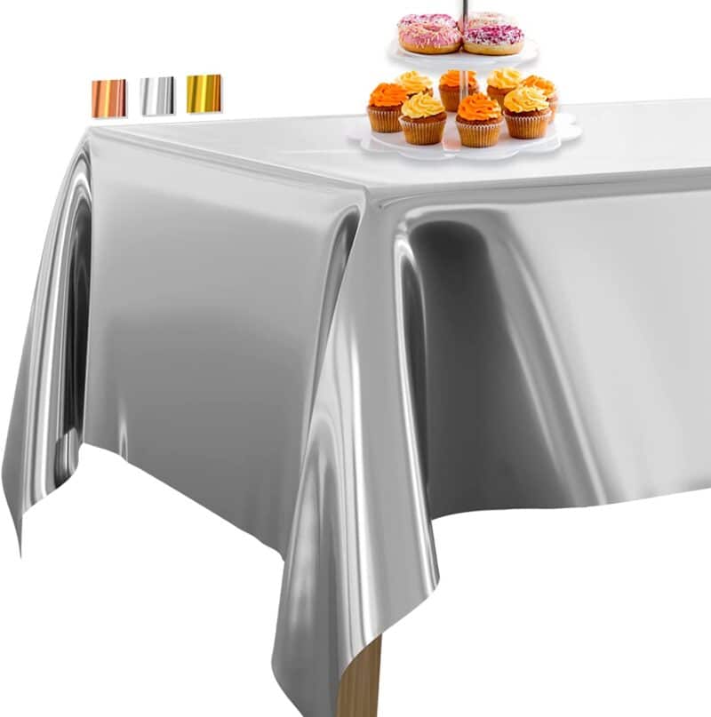 Toalha de Mesa Prata Metalizada 137x183 cm