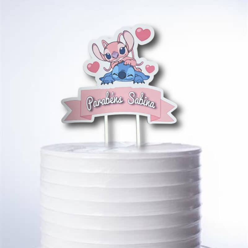 Topo de Bolo Stitch Personalizado de Papel