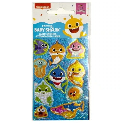 10 Autocolantes do Baby Shark Glitter