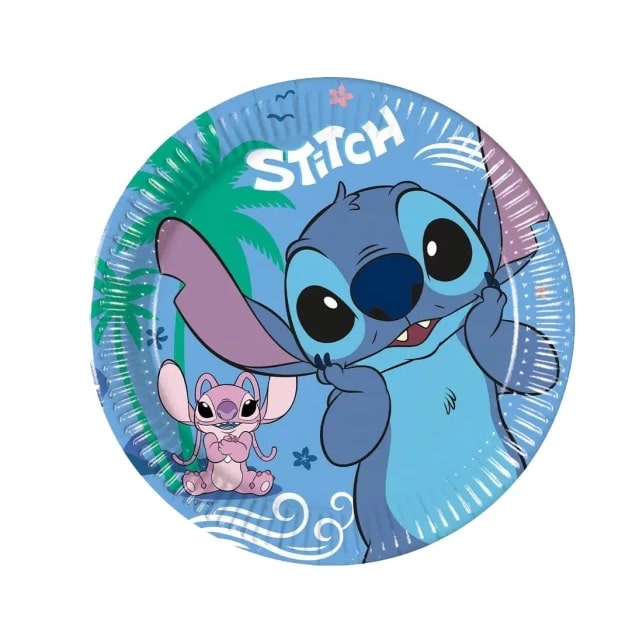 8 Pratos do Stitch em Papel com 20 cm