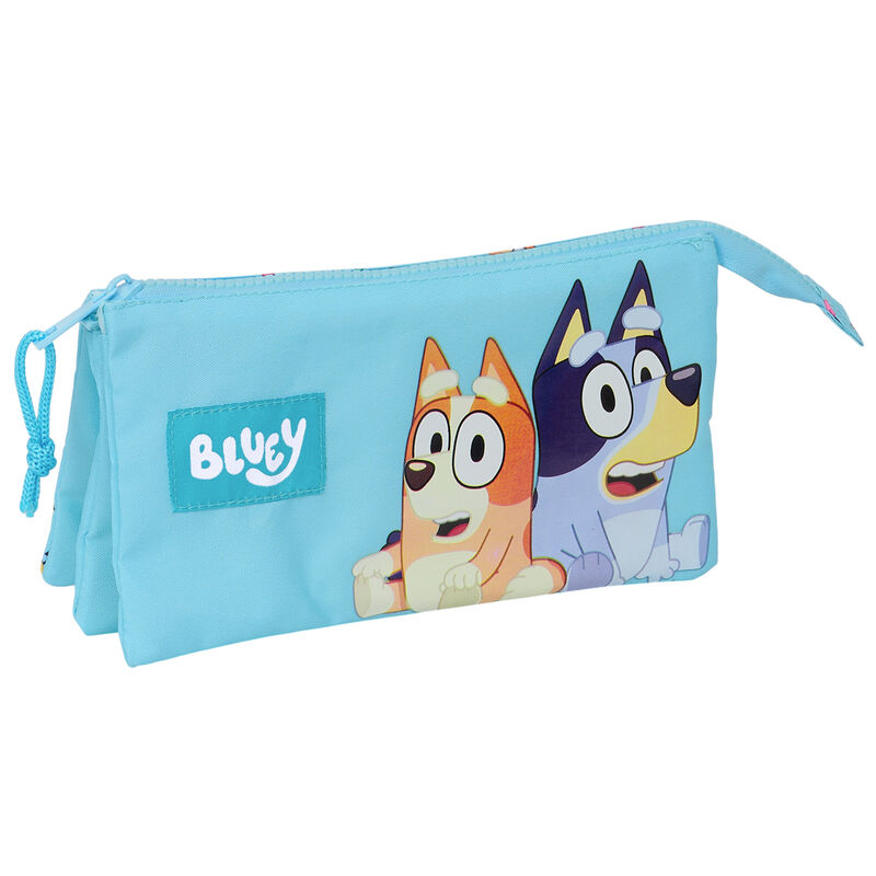 Estojo Escolar da Bluey Triplo 22x3x12cm Azul