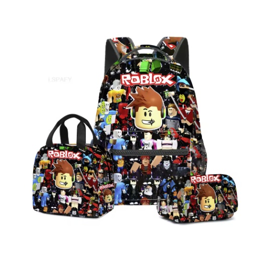 Mochila Escolar Roblox com Estojo e Bolsa Tiracolo