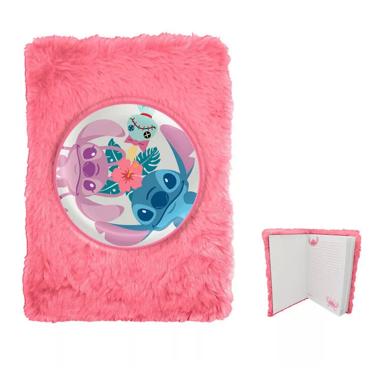 Caderno do Stitch em Peluche Rosa 21 cm