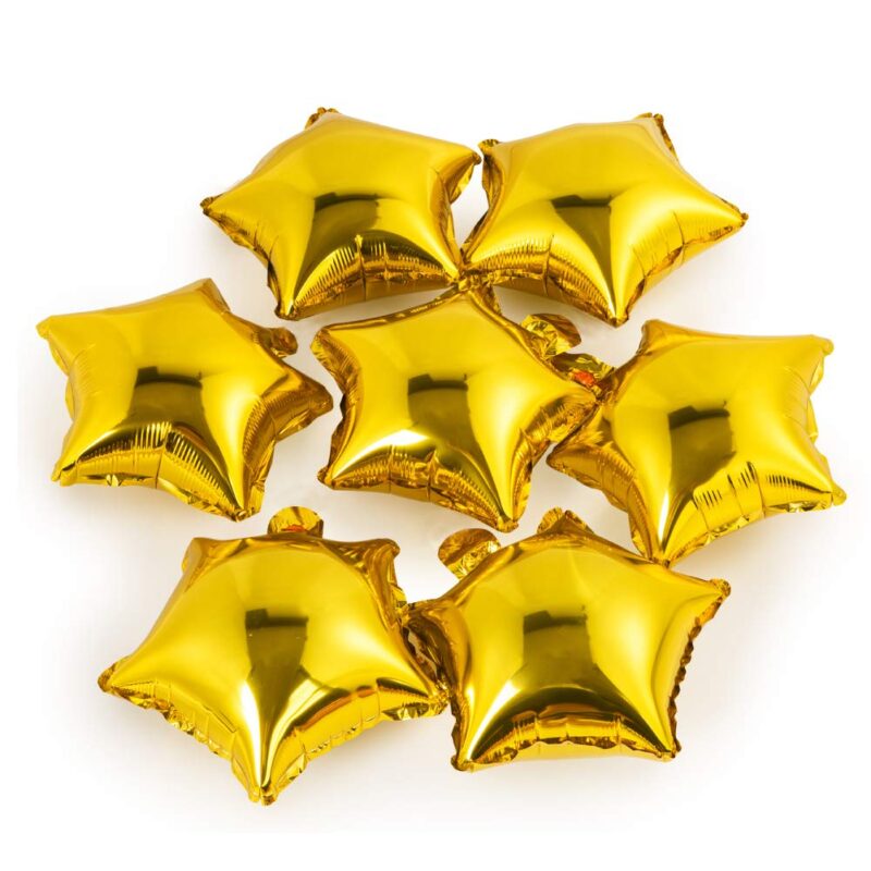 10 Mini Balões Estrelas Dourado 20 cm