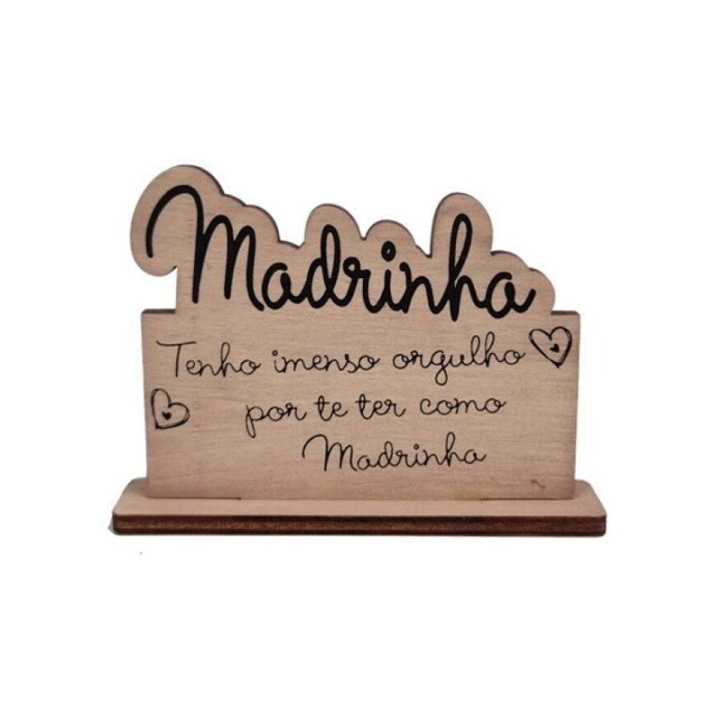 Placa em MDF com Mensagem para Madrinha 10 cm
