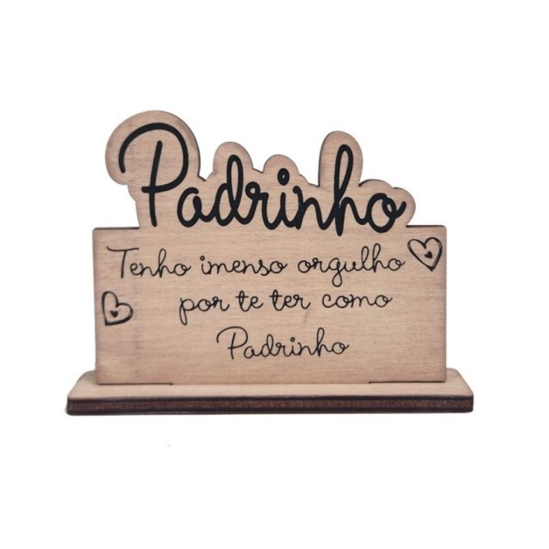 Placa em MDF com Mensagem para Padrinho 10 cm
