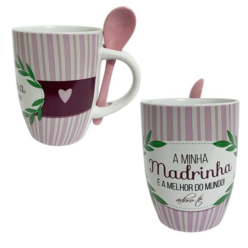 Caneca com Colher A Minha Madrinha é a Melhor do Mundo